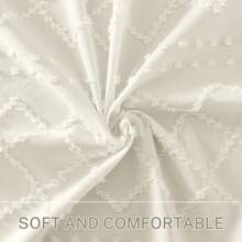 1 件波西米亚白色编织面料浴帘，带流苏，72 英寸 X 72 英寸，现代农舍简约风格，毛绒雪佛龙复古纹理，浴室防水窗帘，酒店装饰房间装饰浴室配件 - 彩色 - 查看 5