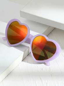 1pc Unisex Retro Y2K Heart Shaped Fashion Fashion Glasses, Suitable For Vacation, Party, Gathering - 紫色 - 查看 3