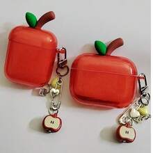 1 件透明红色 3D 水果形硅胶防摔耳机盒 - 彩色 - 查看 2