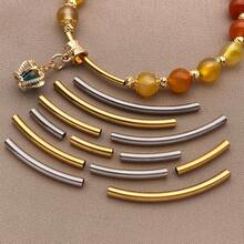 10 件 304 不锈钢管珠长弯管面珠连接器散珠适用于 DIY 腕链脚链项链首饰制作