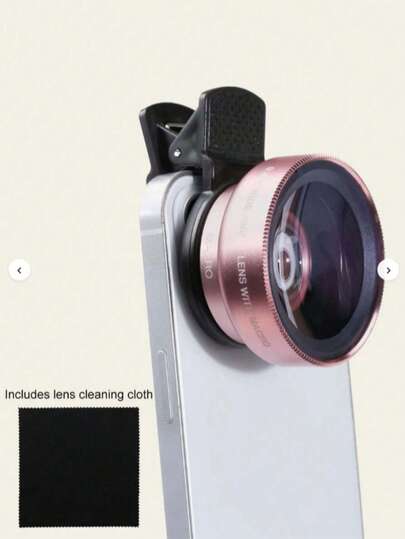 Kit d'objectif universel à clip pour appareil photo - Objectif 2-en-1 super grand angle 0,45x et macro avec chiffon de nettoyage. Compatible avec iPhone et Android. Idéal pour les vacances d'été, les voyages et la photographie créative. Accessoires pour téléphone.