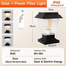 CANMEIJIA Đèn LED năng lượng mặt trời chiếu lối đi, đèn cột năng lượng mặt trời, đèn LED trụ ngoài trời, chống nước IP65 với chức năng hẹn giờ và điều khiển từ xa, ánh sáng có thể điều chỉnh, trang trí nhà cửa theo phong cách cổ điển, dễ dàng lắp đặt cho vườn, bãi đậu xe, hành lang, hiên nhà, ban công, bồn hoa, ngã tư, cắm trại, bàn ngoài trời, lối đi. - Đèn cột năng lượng mặt trời có độ sáng thay đổi và điều khiển từ xa - Xem 14