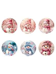 6pcs/Set Christmas Pudding Wooden Coasters, Wooden Coasters For Home, Office, Cafe, Tea Room Decor, Table Decoration, Restaurant Decoration, Christmas Gift