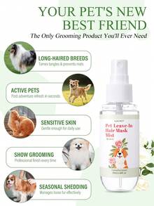 GJYC PET 宠物十二合一免洗护发喷雾 - 适用于狗和猫的顺发发膜喷雾，控制毛躁和光泽，清新山茶花香味，1.86 液体盎司，滋养 - Camellia Scent - 查看 7