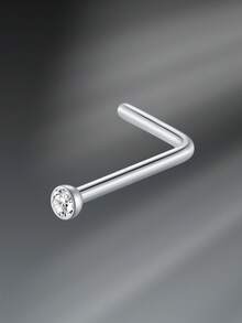 CIZME 1pc/Set 20G Titanium Steel G23 Nose Rings For Women Men,Silver Clear Diamond CZ L Shaped Nose Studs Top 1.5mm 2mm 2.5mm 3mm CZ Nose Piercing Jewelry Nose Ring Studs Jewelry - Silver - View 30