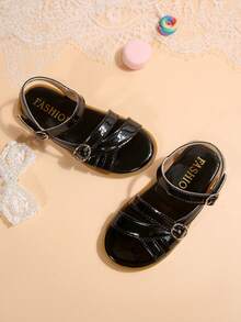 儿童时尚户外凉鞋夏季方头平底鞋系带凉鞋新款女童鞋时尚沙滩拖鞋 - 黃色 - 查看 6