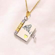 Collar de libro para nieta, colgante de libro de oro y plata con mensaje oculto, collar de 6 páginas, metal mixto, delicado, moderno, impermeable, de acero inoxidable, regalo de joyería significativo - Tono dorado completo - Ver 5