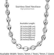 HIJONES Stainless Steel Coffee Beans Chain Necklace Bracelet Men Women Minimalist Chunky Hop Jewelry - 5毫米金 - 查看 8