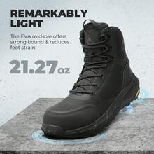 Metrostrike-Nano Men's 8" Composite Toe Safety Work Boots, Lightweight Side Zip ASTM F2412-24 & F2913-24 Boots For Construction Warehouse - Black - View 6