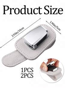 Magnetic Leather Car Sun Visor Fashion Glasses Holder Clip - Fashion Glasses Clip With Card Slot, Car Interior Accessory - Grey - View 2