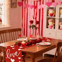 1/108 peças Slogan do Dia dos Namorados, Coração, Floral, Padrão Xadrez, Bandeira de Decoração de Mesa Impressa Digitalmente - 100% Poliéster, Decoração Sazonal para Casa, Cozinha e Sala de Jantar, Vários Tamanhos, Decoração Durável com Tema do Dia dos Namorados, Adequada para Reuniões Familiares, Festas e Celebrações de Feriados