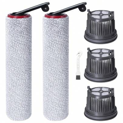 6 PACK Accessory Set For Dreame H14/ H14 Pro/ H14 Dual Wet And Dry Vacuum Cleaner Replacement Parts, 2 Brush Rollers, 3 HEPA Filters, 1 Cleaning Brush