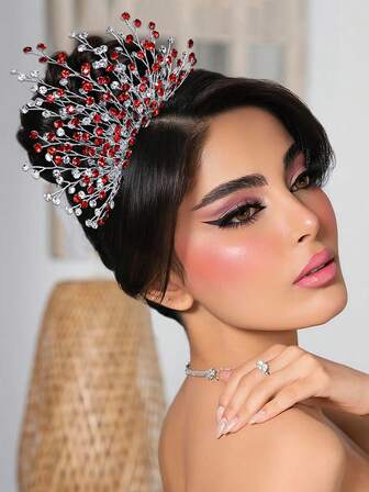 1件奢华优雅全水晶新娘婚礼发梳头饰公主生日派对皇冠发饰，适合婚礼、生日派对、皇冠、头饰