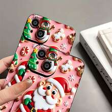 Estuche para teléfono Santa Cookie Wonderland diseño navideño tan divertido Compatible con fundas para teléfonos   17  16 Pro Max  15 Pro Max  13 y  12 Hecho de material de TPU, brinda protección contra golpes y caídas Es un gran regalo para familiares, amigos, novios, novias y Halloween - Negro - Ver 7