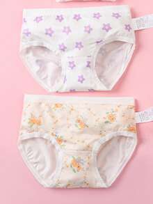 6条/包 女童新款可爱碎花蝴蝶结印花柔软舒适纯棉内裤