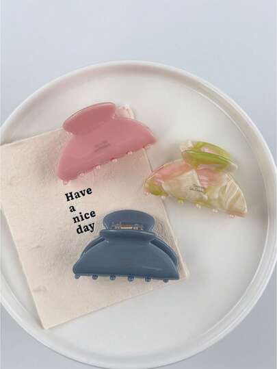 1 pieza/3 piezas Nuevos clips de pelo de acrílico elegantes con patrón geométrico, clips de pelo de tamaño mediano versátiles para mujeres, para todas las estaciones