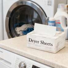 1 pieza Soporte de madera para hojas de secadora de ropa - Contenedor para hojas suavizantes, Contenedor rústico para hojas de secadora con tapa con bisagras y gancho, Dispensador de hojas de secadora para organización y decoración del cuarto de lavado