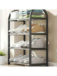4-Tier Shoe Rack Organizer For Wardrobes, Stainless Steel, Shoe Rack For Front Entryways And Hallways, Floor Shoe Rack Cabinet Is Easy To Install And Saves Space, Freestanding Shoe Rack - Black 4 Layers - View 5