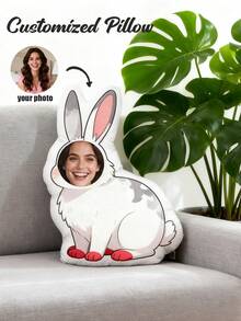 Personalized Face Pillow, Pink Bear, Customized Body Pillow, Personalized And Fun. Suitable For Father's Day, Mother's Day, Halloween, Christmas, Christmas Eve, Valentine's Day, Birthday, Personalized Day, Soldier's Day, Thanksgiving, Easter, April Fool's Day, Carnival, Festival, And National Day. - Upload Pictures to Customize Pillows - View 7