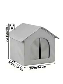 3 件套经典户外猫屋带支架，牛津布保暖垫，防水隔热，大型封闭式帐篷，适合寒冷天气 - 彩色 - 查看 13