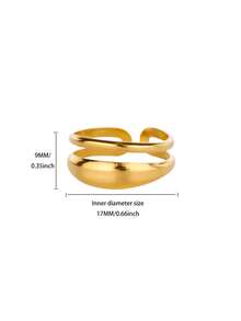 1 pieza Anillo doble grueso minimalista para mujer, chapado en oro de 18K, de acero inoxidable con diseño geométrico abierto, regalo de joyería para boda o Navidad - Multicolor - Ver 7
