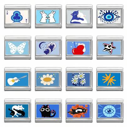 1pc DIY Photo Modular Bracelet, Decorated With Heart, Eye, Butterfly & Flower Elements, Suitable As Party Gift For Friends/Couples, Applicable For Christmas, New Year, Halloween, Valentine's Day, Charming Design, Stainless Steel Jewelry, Local , Suitable For All Seasons, School, Party, Graduation