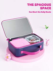 Meoky Insulated Lunch Box – 1pc Large Capacity Thermal Bag with Cute Cartoon Design, Reusable Bento Lunch Tote Keeps Food Warm & Fresh, Ideal for Back to School, Kindergarten, Picnic & Travel - 黑色 - 查看 2