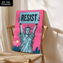 1Pc Framed Canvas Wall Art Resistance, No America Kings In America Protest Sign, Political Activist Poster, Rally Sign, Resist Protest Poster - 彩色 - 查看 4