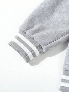 Girls Baseball Jacket Single Piece Witch Squad Print Color Block Varsity Style Fall Winter Sport Coat Casual Fashion - Grey - View 7