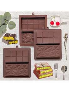 1pc Chocolate Silicone Candy Mold Suitable For Homemade Chocolate Bars, Homemade Gifts, Thanksgiving, Christmas, Valentine's Day, Etc., Dessert Making And Easy To Clean Pyramid And Rectangular Shapes, Non-Stick, Flexible,