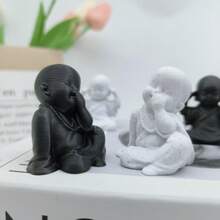 Bộ 3 tượng Thiền sư Ba nhà sư thông thái, Tượng Thiền sư thu nhỏ in 3D, "Không nhìn điều ác, không nghe điều ác, không nói điều ác", Tượng Phật giáo cổ điển sáng tạo, Thích hợp cho gia đình, văn phòng, trang trí phòng trà, phòng ngủ, văn phòng, đồ trang trí Phật hoạt hình trên ô tô, bể cá, bàn cà phê, cây cảnh, lý tưởng làm quà tặng năm mới và sinh nhật - Nhiều màu - Xem 4
