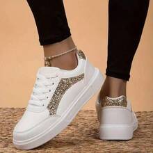 Zapatos blancos de mujer de moda para el comercio transfronterizo, nuevos estilos de primavera/verano 2024, zapatos deportivos blancos casuales a juego con todo, de suela suave y ligera - Blanco - Ver 8