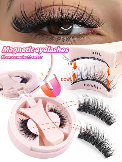 MAGEFY 1 Set Magnetic Eyelashes Kit - Includes Magnetic Clips, 10 Pairs Faux Lashes/Multi-Function Brush + 3 Eyelash Curlers, Natural Looking Fox Eye Lashes, Portable, Reusable, Strong Magnets, No Glue Or Makeup Remover Needed, Comfortable Wear All Day