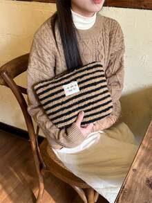 1 Túi đựng mỹ phẩm lông cừu mềm mại ấm áp, túi đựng đồ trang điểm kẻ sọc ngang chống thấm nước, túi họa tiết sóng biển dành cho nữ, túi nhỏ đựng đồ trang điểm, túi du lịch cho nữ, hộp đựng bút chì dung tích lớn đựng cọ trang điểm, túi đựng đồ vệ sinh cá nhân du lịch, túi đựng đồ trang điểm, đồ dùng cần thiết khi đi du lịch, du lịch, ngày lễ tình nhân, trang trí phòng, đồ dùng cần thiết trong ví, túi đựng mỹ phẩm cho nữ, đồ dùng cần thiết trong ví, đồ dùng cần thiết khi đi du thuyền, túi xách hàng hiệu, đồ dùng cơ bản, đồ dùng trang điểm, phòng, túi đựng mỹ phẩm dễ thương. - màu nâu - Xem 3