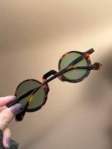 1 件复古小圆框时尚眼镜，适合儿童和青少年，适合派对、户外旅行、海滩度假、摄影道具和日常佩戴
