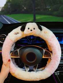 Sanrio 1pc Sanrio Car Steering Wheel Cover, Warm Plush Cartoon Trending Anti-Slip Steering Wheel Protector, Winter