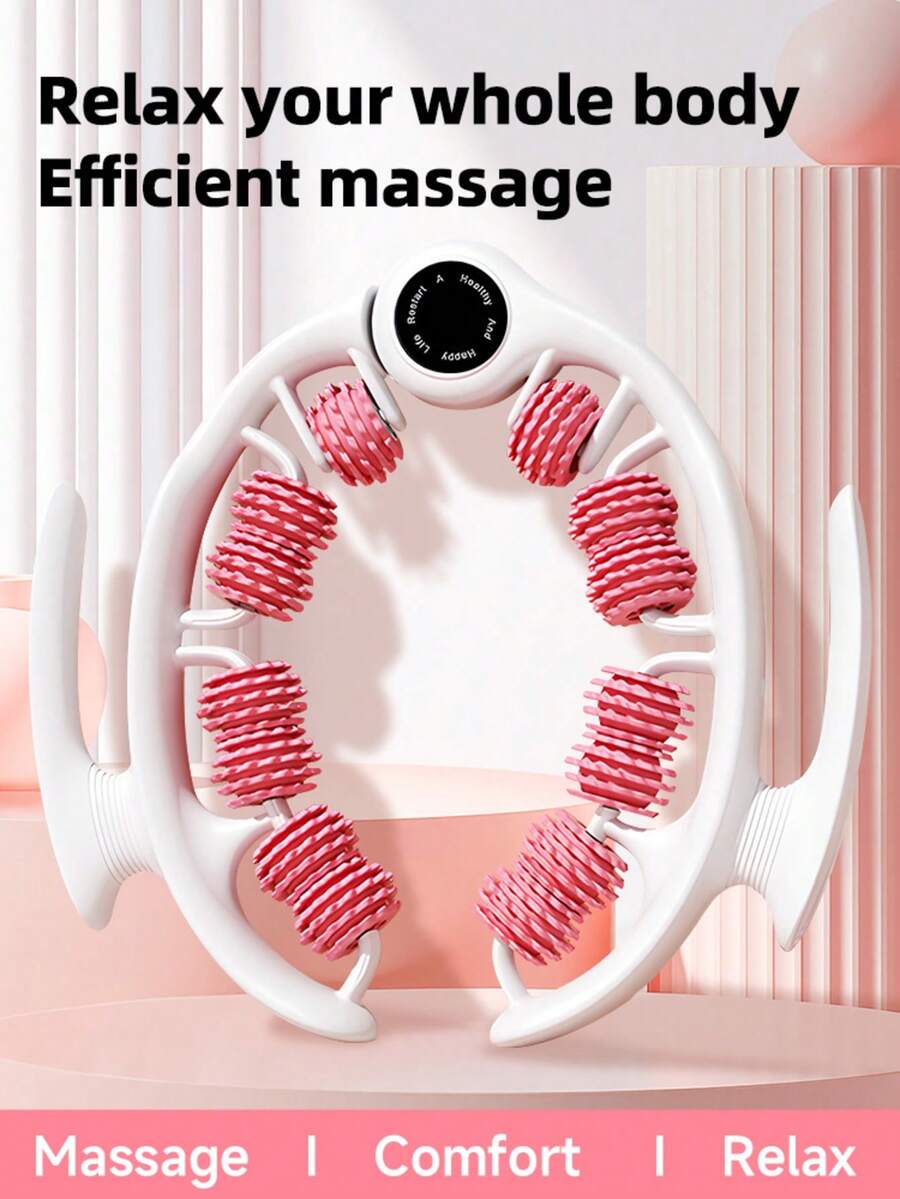 Fitness Exercise Massage Stick, New Yoga Wheel, Circular Leg Clamp Roller, Deep Leg Muscle Relaxation Massage Equipment - Pink - View 1