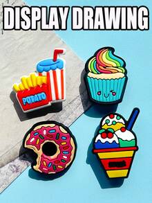 33 PCS Food Collection Series - Durable Colored PVC Shoe Decorations, Suitable For Fun Shoe Decorations, The Perfect Gift Set For Doughnut Lovers, DIY Handicrafts, Food Pattern Combinations, Durable Decorative Accessories, Creative Design, High-Quality Craftsmanship