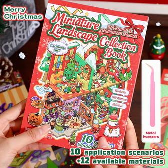 New Christmas 3D Scene Stickers, Halloween Handmade Stickers, Landscaping Stickers, Miniature Scene Collage DIY Scrapbooking Stickers, Landscape Stickers, Notebook Stickers, Planner Organizer Stickers With Small House Scene, Reusable, Multiple Sizes Available