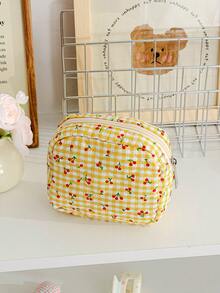 1 Pc Mini Floral Print Coin Purse Cute Cherry Pattern Makeup Pouch Portable Lipstick Storage Bag Soft Fabric Sanitary Pad Storage Bag Girly Wallet Purse Foam Quilted Make Up Bag Small Items Organizer Bag Charger Organizer Bag Headphone Organizer Bag Pink Bow Knot Travel Cosmetics Bag Mini Bag Coin Purse Napkin Pouch For Girl Purse Essentials Perfect Gift For Back To School Birthday Gifts Gifts Dorm Supplies School Supplies