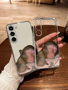 Funda para  con un adorable diseño de mono durmiendo, apta para las series  16E/15/14/13/12/11/PRO/PLUS/PROMAX/MINI. Compatible con las series  S/A/M/NOTE,  S/G/EDGE/E, Honor 400/MAGIC/X, OPPO RNO/A/F,  14/Redmi/POCO/NOTE. Transparente, sencilla, elegante y duradera, fabricada con material TPU protector. Perfecta para San Valentín, Halloween, Navidad y otras ocasiones festivas: una opción ideal para uso personal o para regalar. - transparente - Ver 3