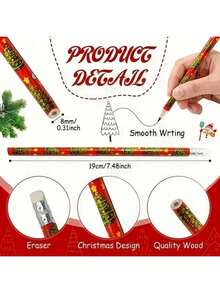 Christmas Style HB Pencil Custom Different Pattern On Pencil Body As Christmas Gifts For Student And ChildCartoon Cute High Value Christmas-Themed Wooden Stationery Pencil School Supplies Gift For Students - Multicolor - View 5
