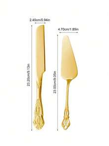 2/3/4 Pieces Set Stainless Steel Cake Cutlery Set With Floral Handle, Professional Cake Cutting Tool, Wedding Gift - Multicolor - View 22