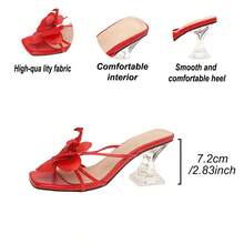 女士时尚红色高跟凉鞋，舒适适合派对、婚礼和户外，春夏季 - 紅色 - 查看 7