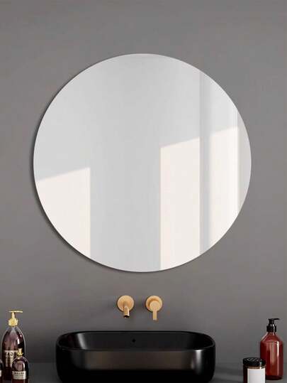 1pc DIY Acrylic Mirror, Bathroom Spiegel Makeup Unbreakable, Self Adhesive, Peel Stick, No Installation Required. Wand Square Round Heart Shaped Waterproof Material, Mirror. Bedroom Office, Various Surfaces, Environments, Ho hold Essential. view 2