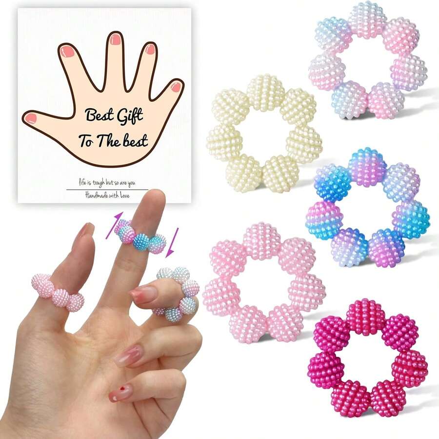 Bộ 5/10 chiếc nhẫn massage ngón tay, giúp giảm lo âu và căng thẳng - Phiên bản dành cho người lớn với các vòng hạt cảm giác, đồ chơi giảm căng thẳng bằng chất liệu đàn hồi giúp giảm tật cắn móng tay và gãi da, dụng cụ massage ngón tay thư giãn, giúp tập trung khi làm việc văn phòng.