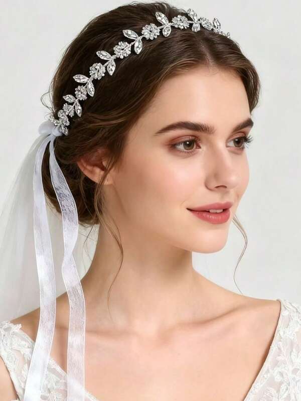 1pc New Rhinestone Sunflower Headband, Elegant Bridal Hair Accessory
