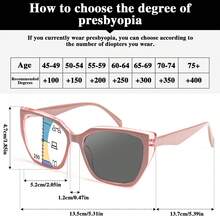 1pc Photochromic Multifocal Reading Glasses, Color-Changing Bifocal Lens, Romantic Pink Cat Eye Frame, Comfortable Spring Hinges, Elegant Fashion Photochromic Multifocal Readers For Women - Pink - View 4