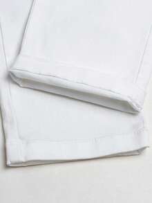 Young Boys Embroidered Logo White  Casual Pants For Spring And Autumn, Back To School Outfits