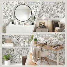 Peel And Stick Wallpaper Floral Birds Contact Paper Black And White Wall Paper Peel And Stick Modern Boho Removable Self Adhesive Wallpaper Vinyl Rolls 118"X17.3" - ĐenTrắng - Xem 6